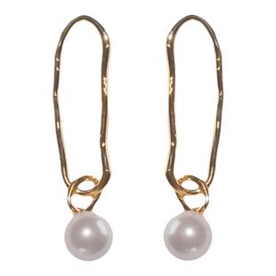 unfolds环形珍珠耳环镶嵌金色耳坠法式气质轻奢小众长款复古耳钉