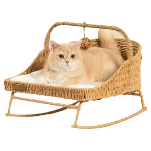 wurendao无人岛猫窝冬日加厚垫子四季通用半封闭式藤编摇椅猫窝