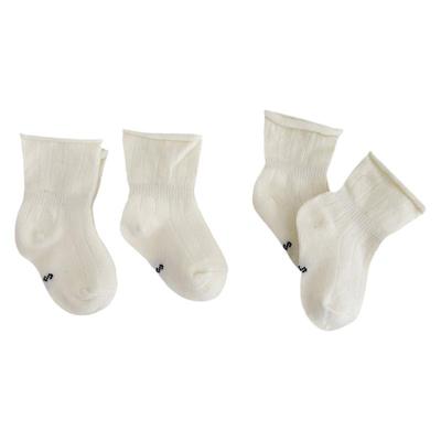 婴儿袜子春秋薄款纯棉胎袜不勒腿0-3-6个月新生胖宝宝白色松口袜