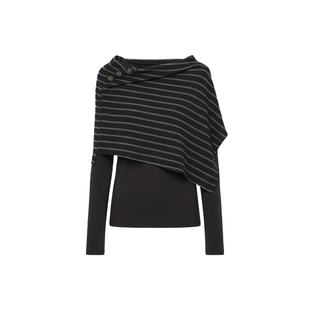 SPEAR YOUTH“莫妮卡”天丝羊毛斗篷真两件上衣显瘦古早针织衫