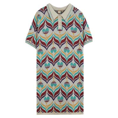 LALABOBO早秋新品款四叶草老花A型毛织短袖连衣身裙|LBCC-WLZY12