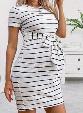 L 57494 Pregnant Women's Striped Dress 孕妇连衣裙 欧美跨境外