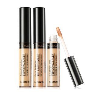 韩国The Saem得鲜丝滑遮瑕液水润轻薄遮黑眼圈痘印斑点唇部打底膏