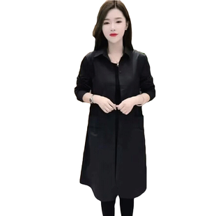 中长款风衣长袖衬衫2025新款韩版宽松时尚洋气百搭薄款过膝外套女