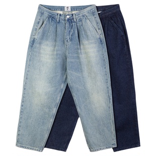 IDLT 加褶锥形 宽松 高品质黄泥水洗牛仔裤阔腿日系百搭男潮ins