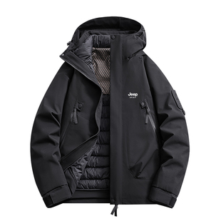 JEEP SPIRIT羽绒服男女2025款冲锋衣三合一可拆卸两件套冬季外套