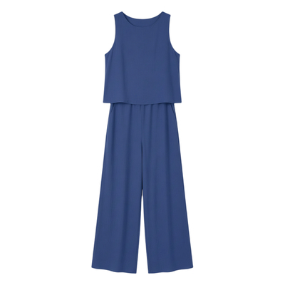 Sleeveless top and wide leg pants set 休闲无袖上衣阔腿裤套装