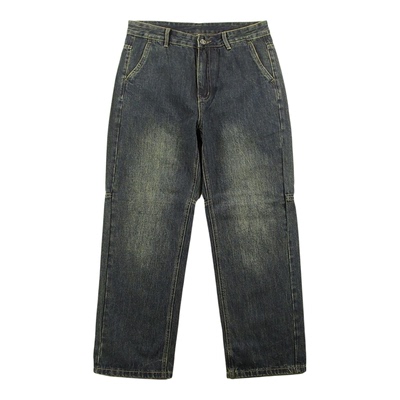 美式复古嘻哈高腰阔腿牛仔裤男