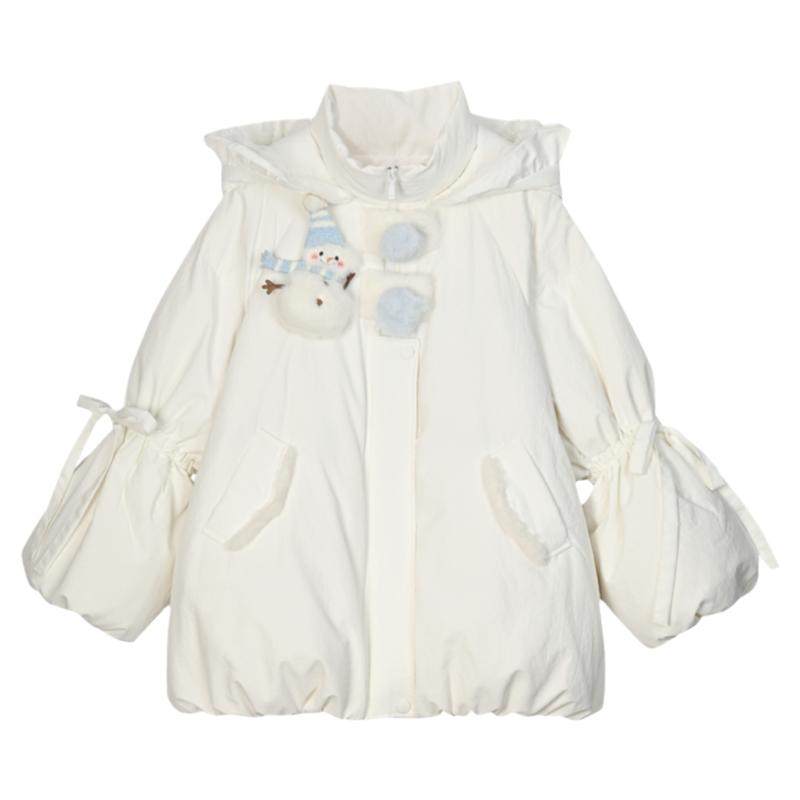 甜美可爱白色羽绒服女小个子外套
