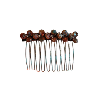 时尚气质高级感发饰醋酸花朵发梳小众设计整理刘海碎发倒插梳发饰