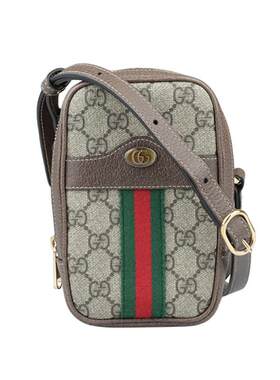 9新GUCCI古驰Ophidia GG双拉链迷你手袋乌木色斜挎二手奢侈品包包