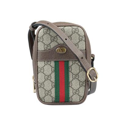 9新GUCCI古驰Ophidia GG双拉链迷你手袋乌木色斜挎二手奢侈品包包