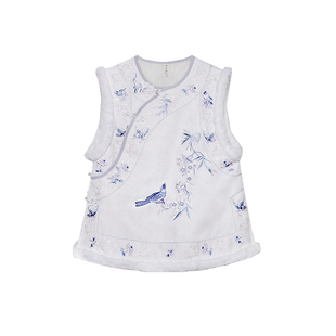 永乐清歌 清水溪国风新中式女装秋冬汉服刺绣马甲保暖显瘦百搭