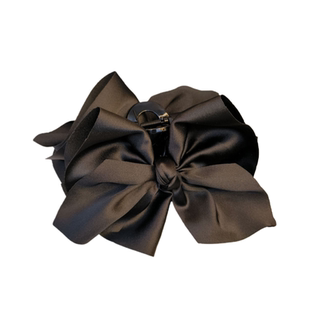 超大缎面蝴蝶结抓夹女黑色后脑勺盘发发夹头饰高卢顶显脸小发抓子