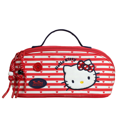 TOUTOUhellokitty三丽鸥凯蒂猫化妆包可爱条纹收纳包女生生日礼物