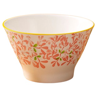 ins风家用陶瓷釉下彩吃饭碗四季繁花5英寸斗笠碗耐高温米饭碗餐具