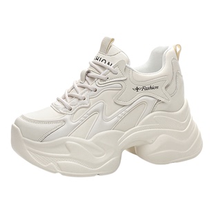 真皮2025冬款内增高9cm老爹鞋女加绒棉鞋休闲运动百搭厚底小白鞋