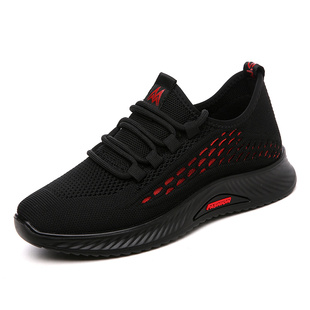 织丽妈妈运动鞋中老年中年软底休闲黑色轻便防滑老人女鞋网面透气