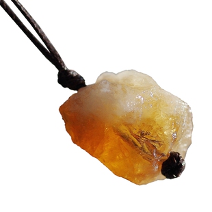 吸财石！正品巴西黄水晶石头吊坠天然石项链聚财饰品矿物原石挂件