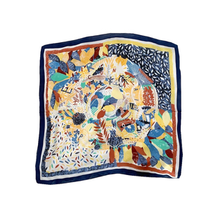 度假风彩色油画头巾女高级感薄款丝巾度假风海边配饰新款2026方巾