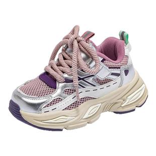 安奈儿女童鞋子新款夏季单网儿童运动鞋女孩透气软底公主