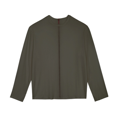 宽松圆领透气天丝针织长袖上衣