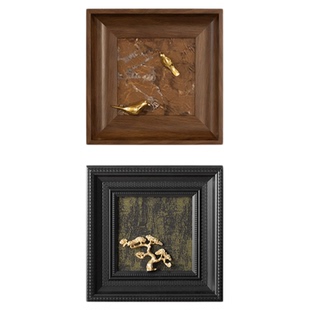 若奈 小幅立体铜雕组画《松与雀》手工雕刻新中式家居禅玄关客厅