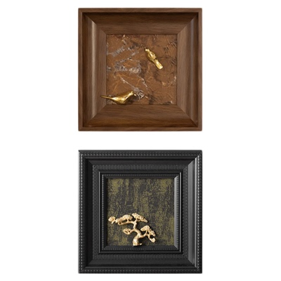 若奈小幅立体铜雕画《松与雀》