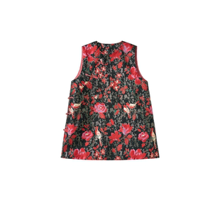 宫小妍【花满园】新中式中国风休闲百搭中长款马甲6011402