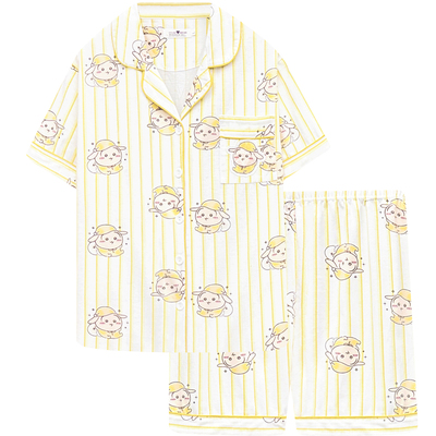 吉伊卡哇纯棉夏季女短袖睡衣