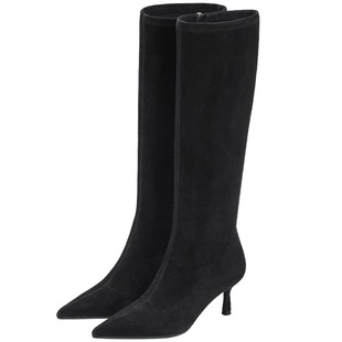 73hours女鞋柔软张力2025冬季新款尖头高跟靴时装靴长筒靴瘦瘦靴