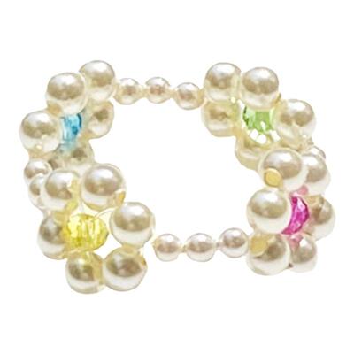 Ring超可爱彩色水晶珍珠戒指