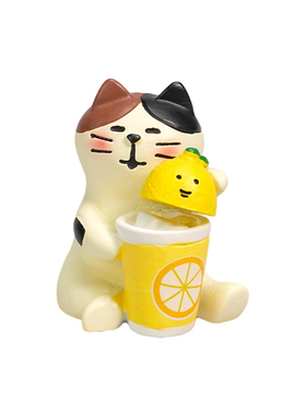 夏日柠檬治愈猫咪微景观装饰摆件
