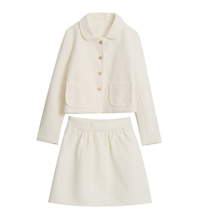 女童小香风套装2026新款秋冬装儿童洋气时髦外套半身裙两件套甜美