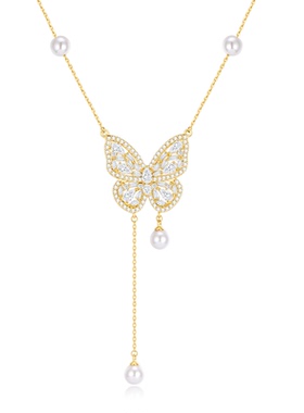 EAUFLORA炽光蝴蝶项链珍珠颈链吊坠高级感轻奢小众女款2025新款