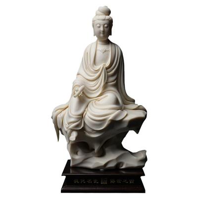 戴玉堂陶瓷摆件《玉黄瓷众宝观音》林建胜佛像装饰客厅的艺术品