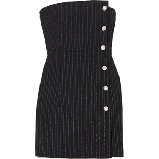 【38开门红】Alessandra Rich女抹胸羊毛混纺连衣裙小黑裙