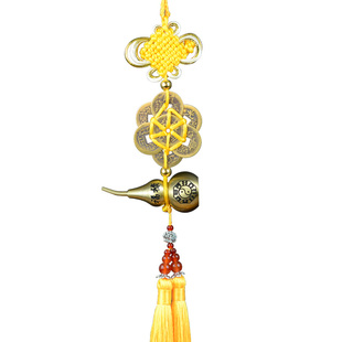 2026年化二黑令二黑星化解五黄风铃六帝铜钱一串加一个铜葫芦马年