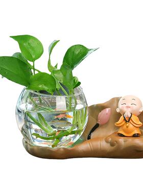 蕊杰树脂装饰家居和尚水培摆件