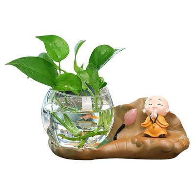 蕊杰树脂装饰家居和尚水培摆件