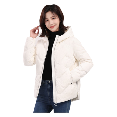 寒布仕休闲连帽白鹅绒羽绒服