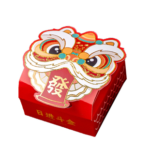 新年礼盒包装雪花酥太妃糖袋牛轧烘焙饼干小打包空盒醒狮2026过年