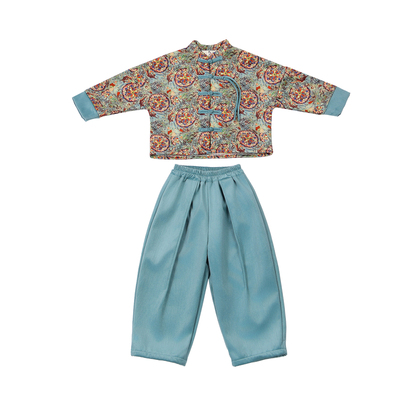 元旦演出中国风男童唐装拜年服