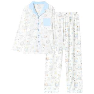 久岁伴儿童睡衣男童秋冬季纯棉透气清爽中大童宝宝开襟家居服套装