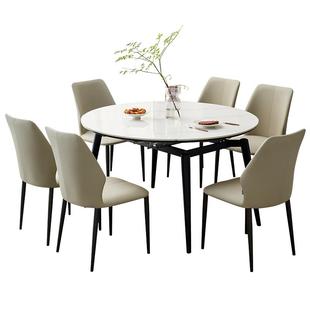 全友家居现代简约小户型客厅伸缩岩板餐桌可变圆桌家用多功能饭桌