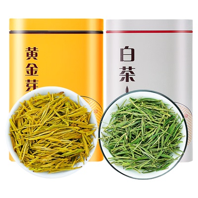 茶叶白茶黄金芽新茶一级罐装组合