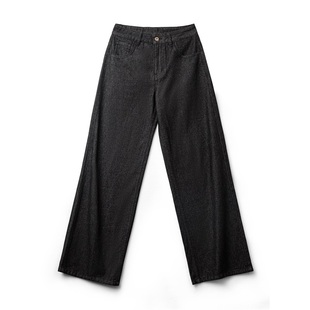 马登美式复古黑色牛仔裤直筒休闲裤宽松显瘦阔腿裤拖地长裤女士秋
