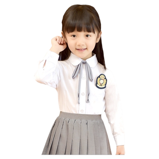 小学生班服春秋季娃娃领园服长袖衬衣中学院风女童装校服白色衬衫