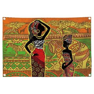 可定制民族风非洲鼓打击乐琴行背景布乐器家居卧室客厅装饰挂布