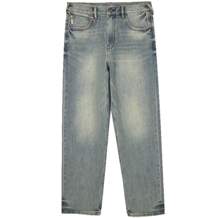 907杰克琼斯男装牛仔裤秋季新款水洗后背皮标廓形长裤子男款